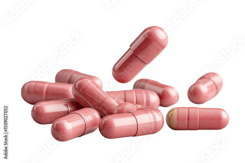 PNG Close-up of pink capsules on white background