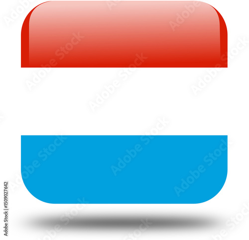 luxemburg Flag – 3D Square Icon Style with Drop Shadow, High Resolution PNG