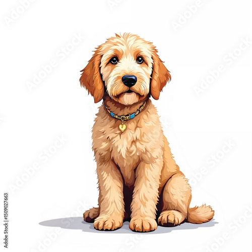goldendoodle dog vector illustration
