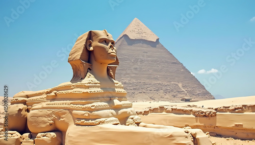 Giza Sphinx and Pyramid, Egypt, Ancient Wonders