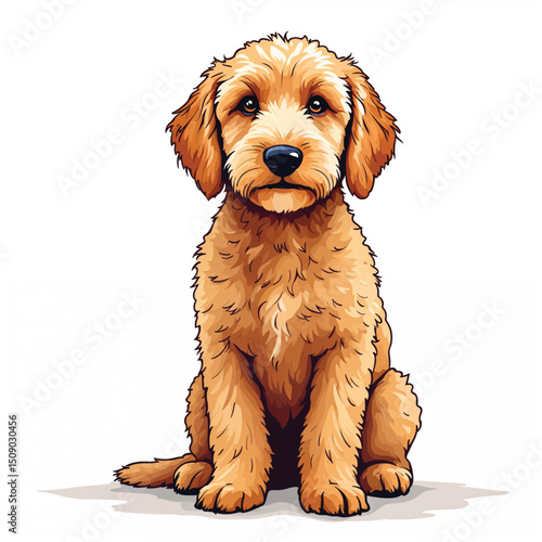 goldendoodle dog vector illustration
