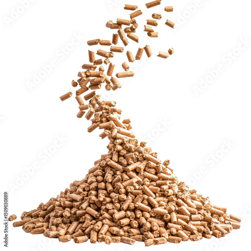 Pile of wood pellets, Sustainable Heating Solution: Premium Quality Wood Pellets for Efficient Energy Use, isolated on transparent background