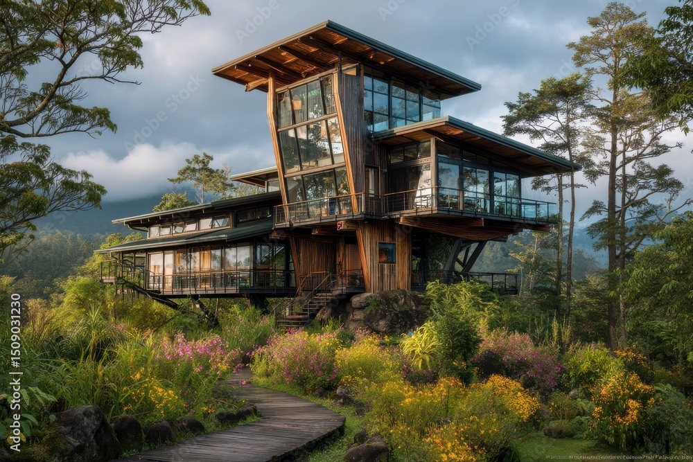 Modern Organic House Design on Stilts Surrounded by Lush Nature Modern Organic House Design on Stilts Surrounded by Lush Nature
