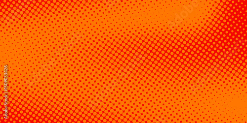 Dots halftone orange color pattern gradient texture with technology digital background. Dots pop art comics with summer background