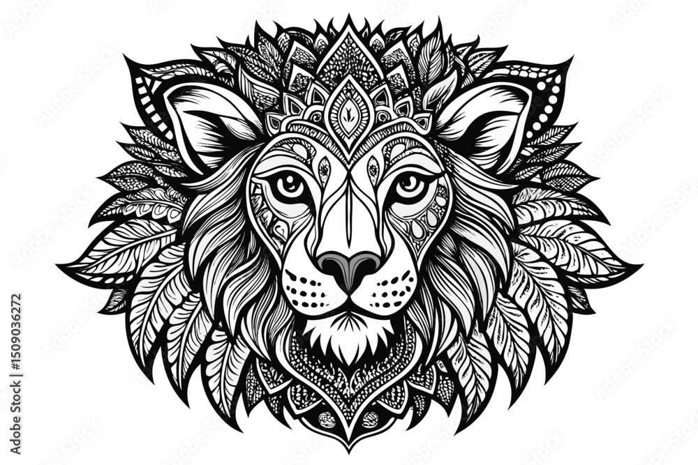 Obraz premium Lion head vector mascot illustration, a powerful symbol of wild predators and nature's art