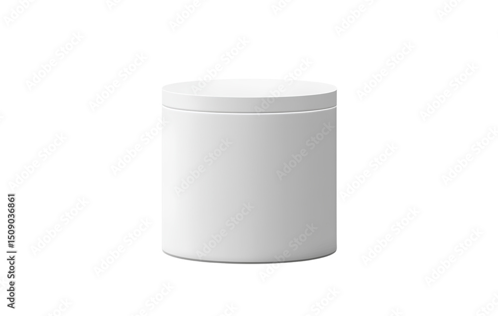 White cylinder, a blank mockup of a white round cap for product presentation on a transparent background. Isolated mock-up. White cylinder, a blank mockup of a white round cap for product presentation on a transparent background. Isolated mock-up.