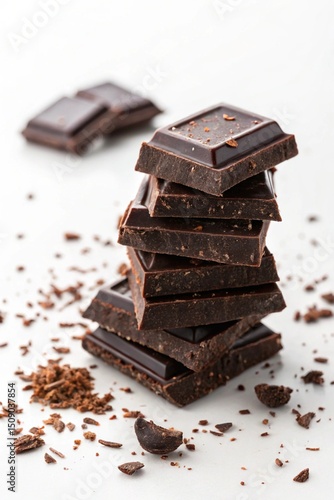 Dark chocolate stack gourmet dessert sweet treat cocoa indulgence rich flavor delicious confectionery delight