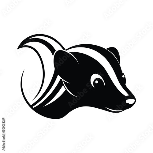 Skunk Head  Detailed Animal Head Vector Illustration