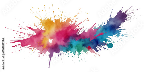 Vector abstract colorful rainbow holi paint and colorful cloud smoke powder explosion isolated on transparent wide panorama background.	