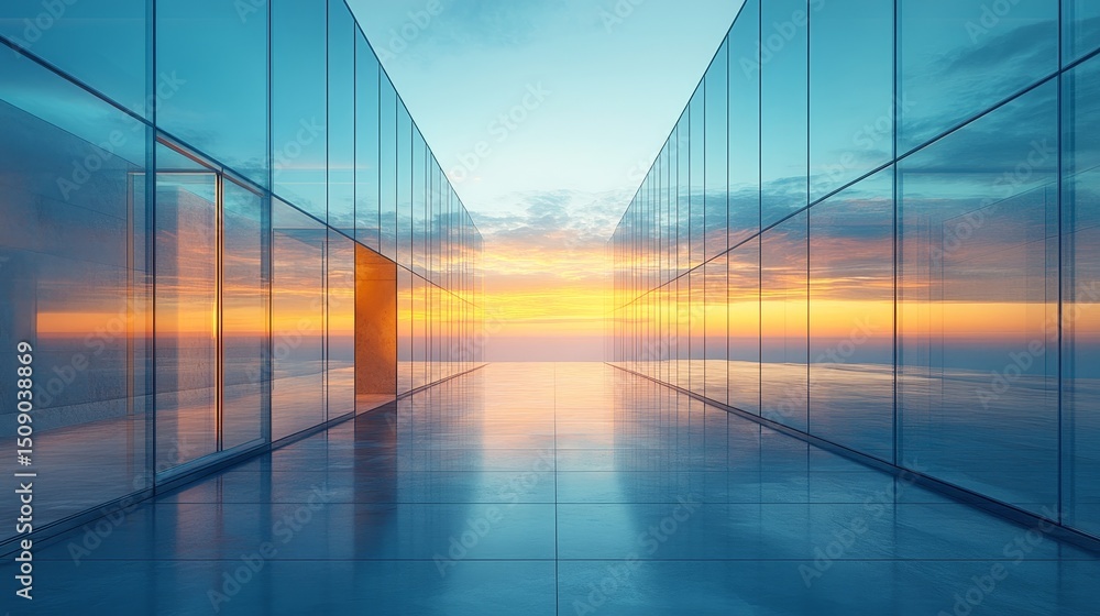 Obraz premium A luxurious, abstract building with minimalistic glass walls. --ar 16:9 --stylize 750 --v 6.1 Job ID: 9d2ddf38-706e-46e8-b871-d3d1f54f9ffd