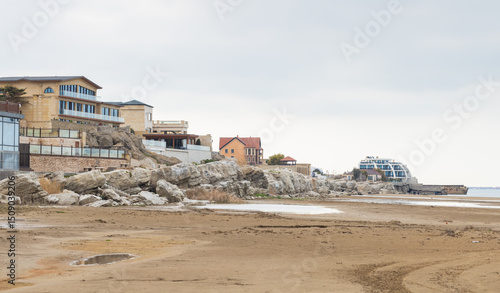 Buzovna, Azerbaijan. Coastal landscape photo featuring residential houses