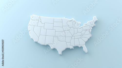 Three Dimensional Model of the United States Map