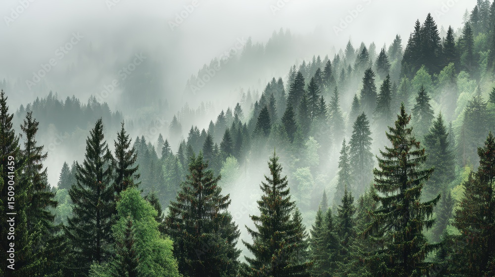 Obraz premium misty forest