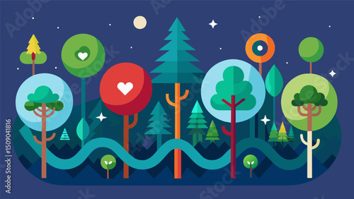 A forest of infinite possibilities where each tree holds the potential for endless interpretations and analyses.. Vector illustration