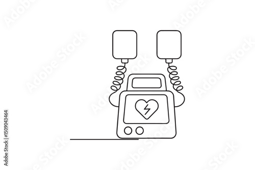 Defibrillator continuous one line drawing minimalism design