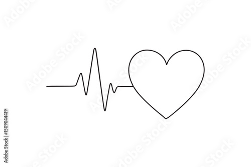 heart rate continuous one line drawing minimalism design