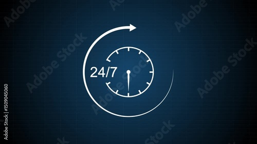 Clock icon animation. 24 hours a day and 7 days a week.