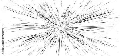 Circular starburst explosion texture. Distressed uneven grunge background. Abstract vector illustration. Overlay to create interesting effect and depth. Isolated on white background.