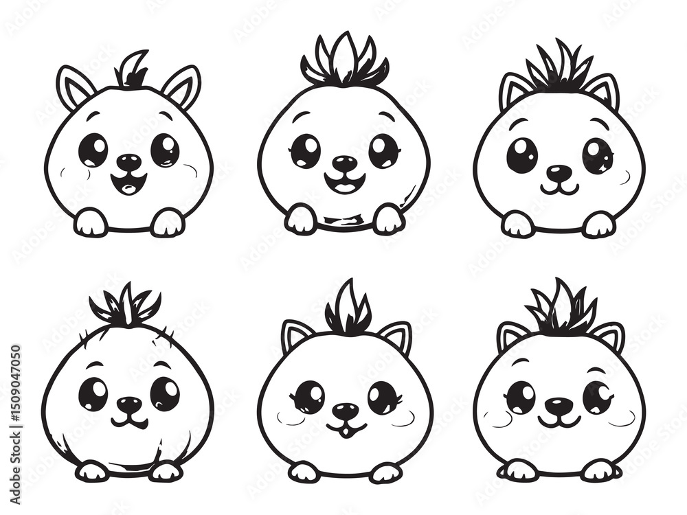 Fototapeta premium Chayote Vegetable Line Art Illustration