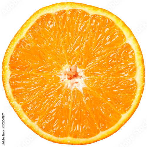 half orange fruit isolated on transparent background