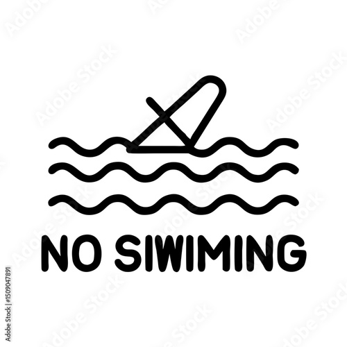 Vector image of no swimming sign on white background, clear safety and warning symbol for restricted water areas