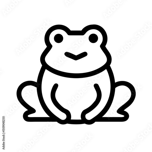 Vector image of a frog sitting on white background, simple and playful illustration of amphibian in resting pose