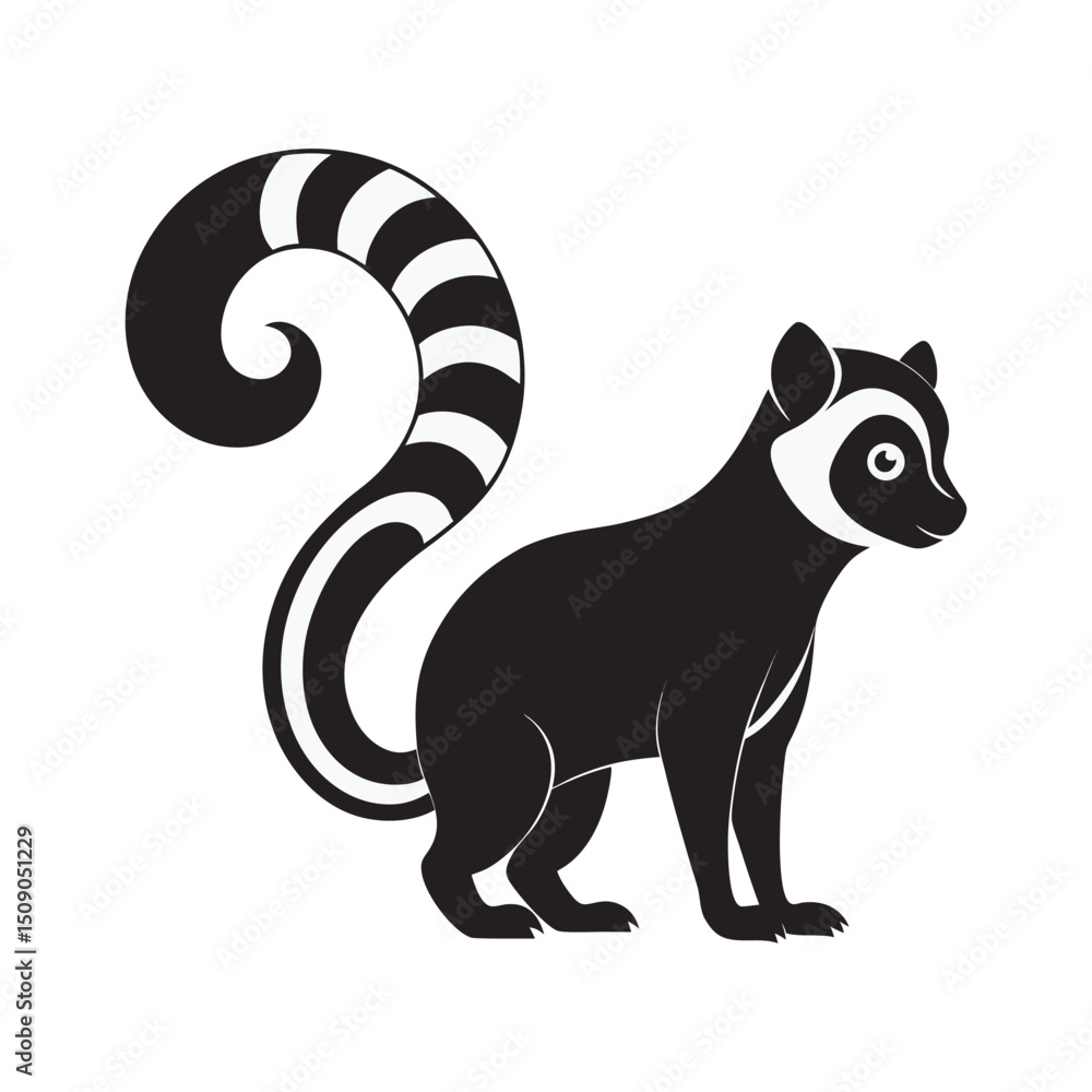 Fototapeta premium Lemur Tail Curled Standing