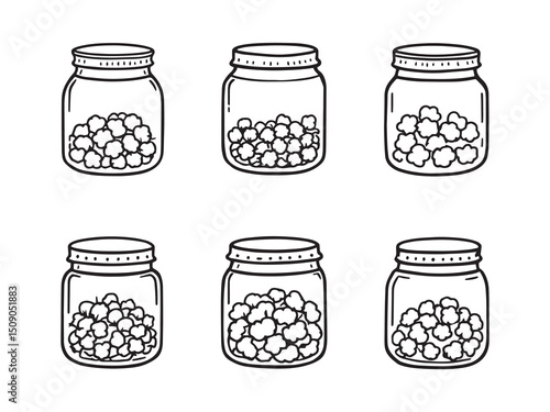 Cotton Jar Bathroom Decor Line Art
