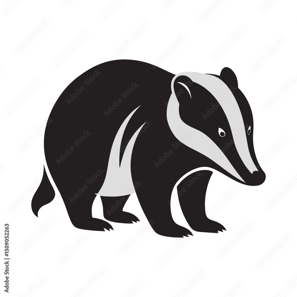 Fototapeta premium Badger Sniffing Ground Silhouette
