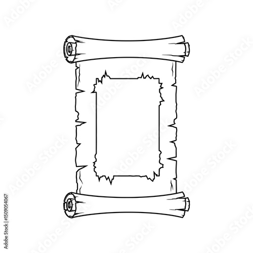 Old parchment scroll isolated on white background with antique paper texture, perfect for vintage designs, historical documents, and retro-themed illustrations