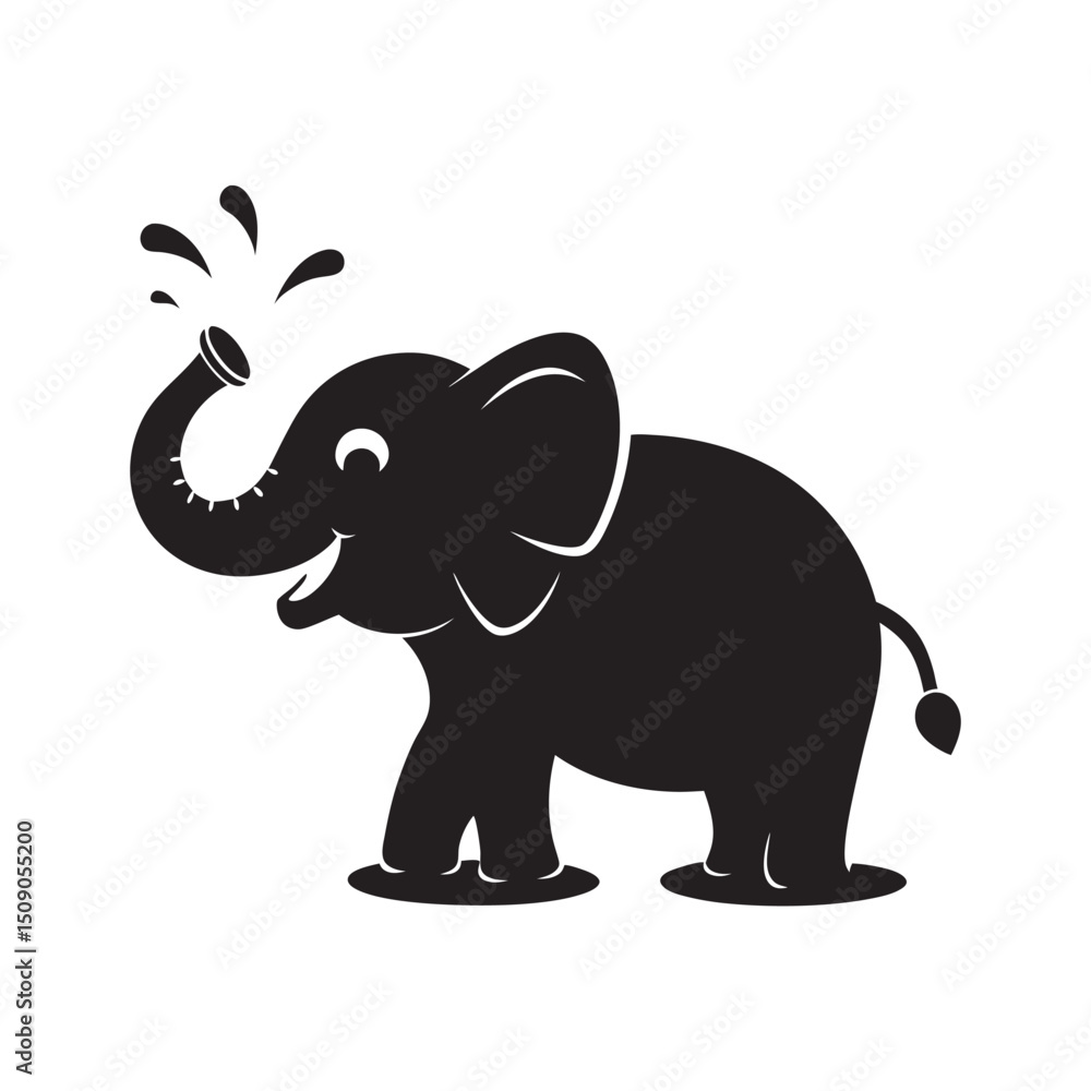 Obraz premium Elephant Splashing Water Silhouette