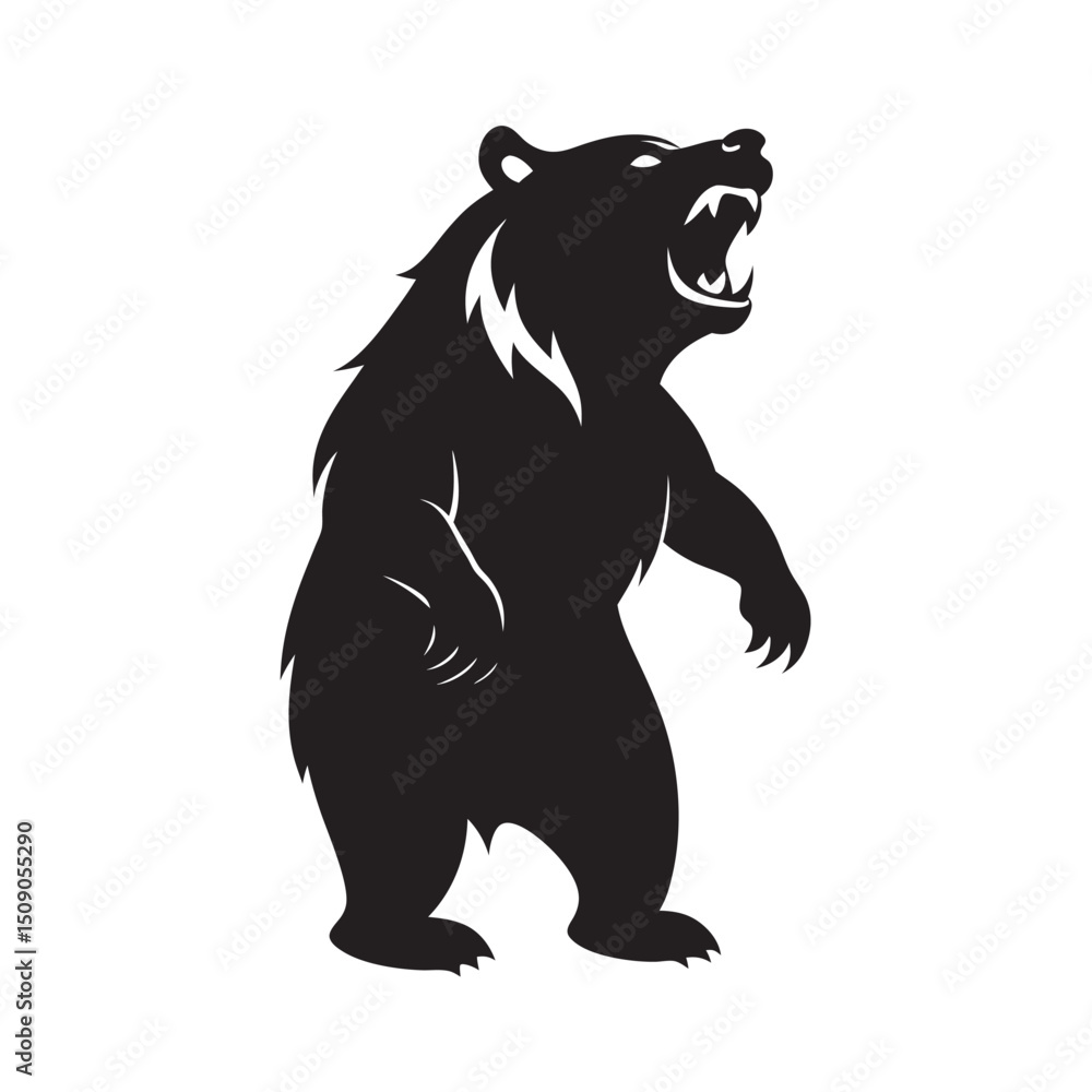 Fototapeta premium Grizzly Bear Roaring Silhouette