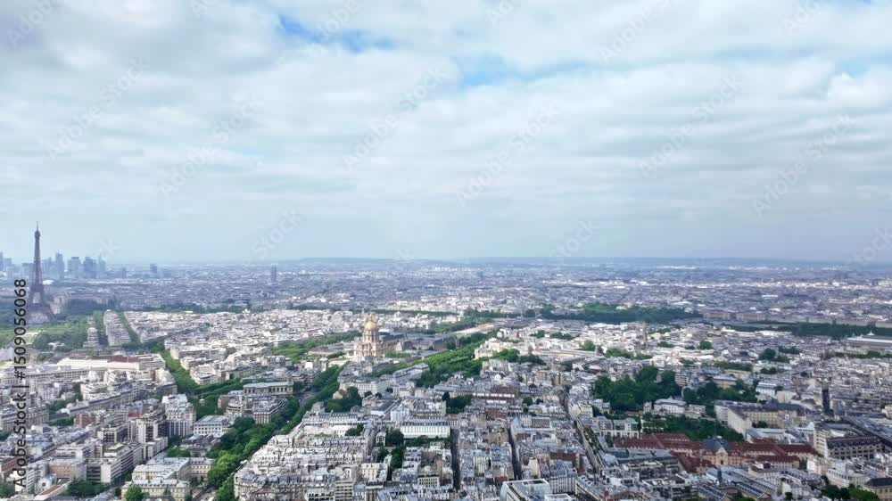 Clouds are moving over Paris cityscape in this aerial timelapse Clouds are moving over Paris cityscape in this aerial timelapse