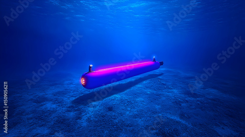 Underwater Purple Submarine Exploring Ocean Depths