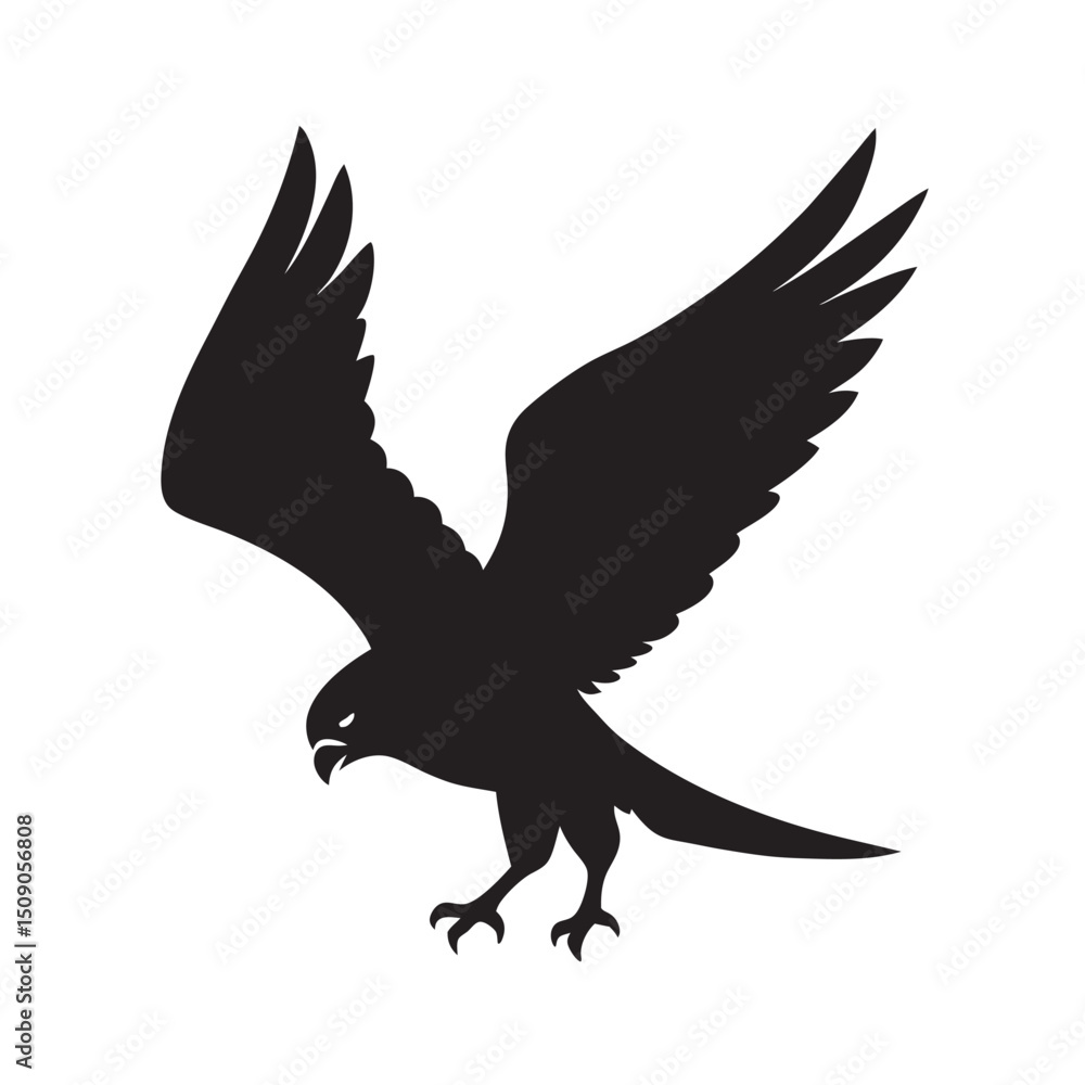 Obraz premium Falcon Diving Hunt Silhouette