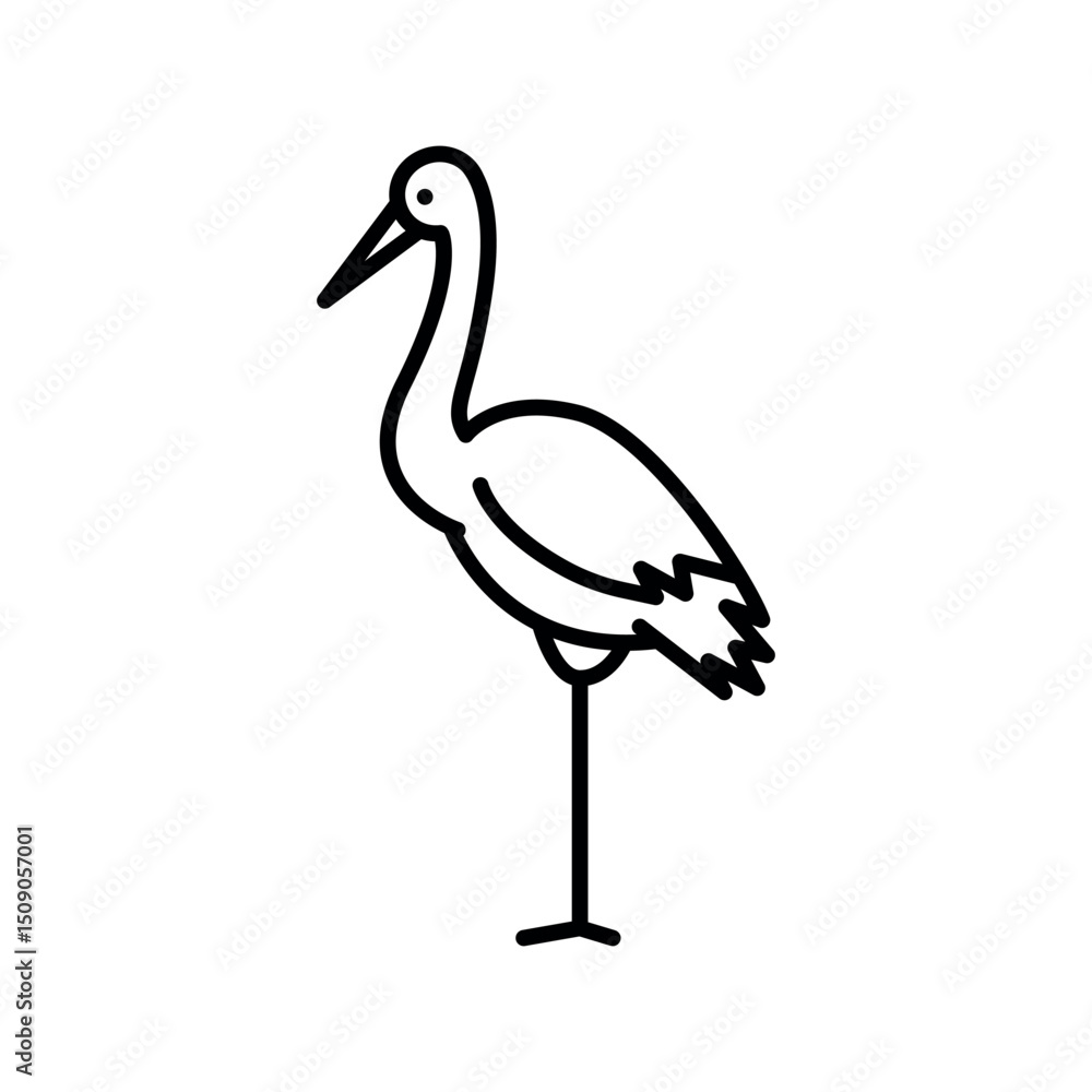 Obraz premium red crowned crane black line icon for digital and print projects.