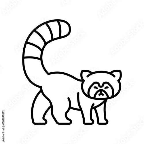 red panda black line icon for digital and print projects.