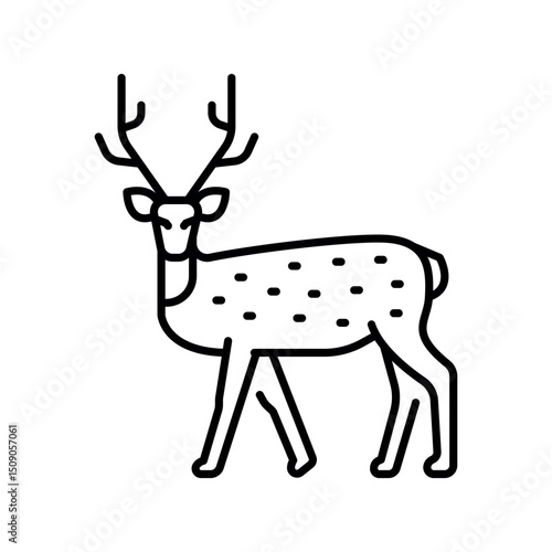 spotted deer black line icon for digital and print projects.