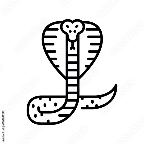 King cobra black line icon for digital and print projects.