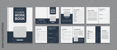 Course Workbook design template, Course Workbook Layout, a4 size Workbook template design