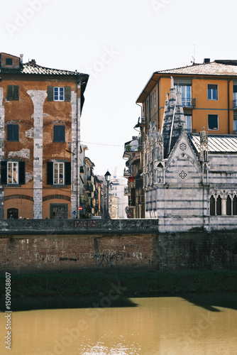 View of the Pisa city promenade in Italy