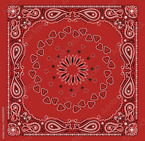Red bandana print vectör  design