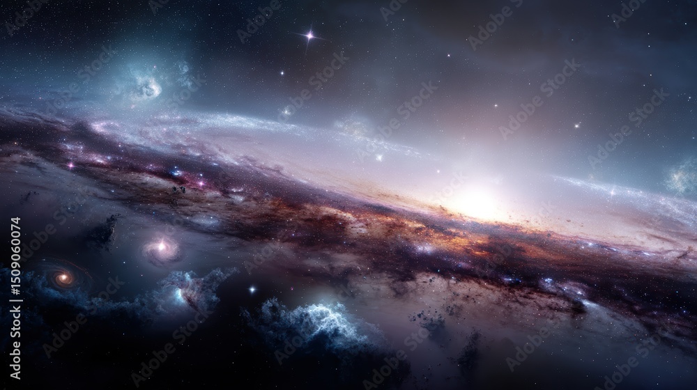Fototapeta premium realistic starfield with distant galaxies and glowing nebulae, deep space