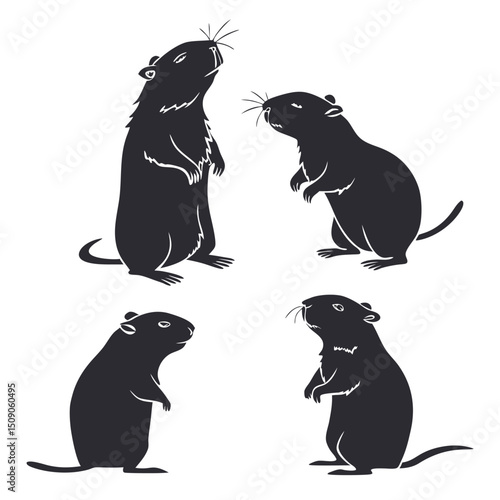 Prairie dog silhouette collection cute rodent animal vector illustration set