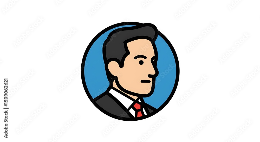 Man Wearing Suit Icon Illustration in Blue Circle Man Wearing Suit Icon Illustration in Blue Circle