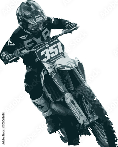 Off-Road Motorcycle Racer – Dynamic Vector Artwork


