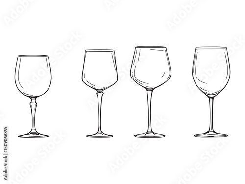 Elegant Goblet Outline Drawing Set