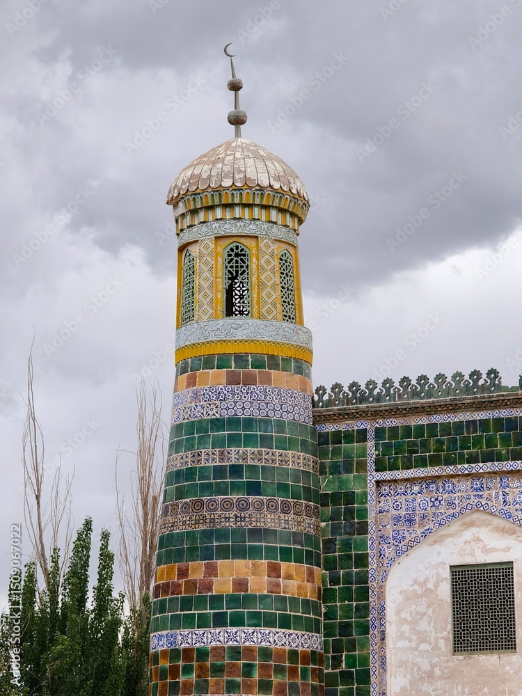 Naklejka premium The Kashgar Xiangfei Garden (also known as the Xiangfei Park or Xiangfei Memorial Park) is a cultural and historical tourism attraction located in the eastern part of Kashgar City, Xinjiang, China