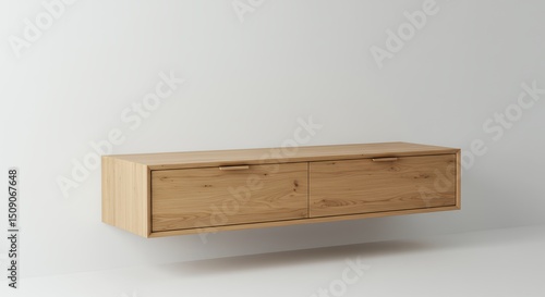 Light beige wooden floating tv stand