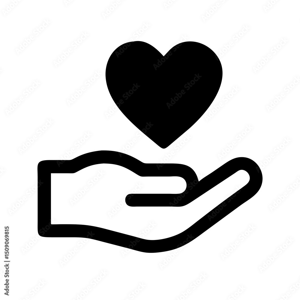 Hand Holding Heart Icon Symbolizing Love Care Charity and Support with a Clean and Simple Design for Various Applications Hand Holding Heart Icon Symbolizing Love Care Charity and Support with a Clean and Simple Design for Various Applications